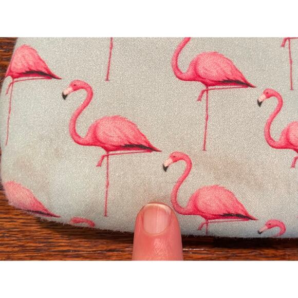 VTG Flamingo Clutch / Handbag / Coin Purse, Pink, Pastel Blue, Silver Chain - Picture 8 of 9